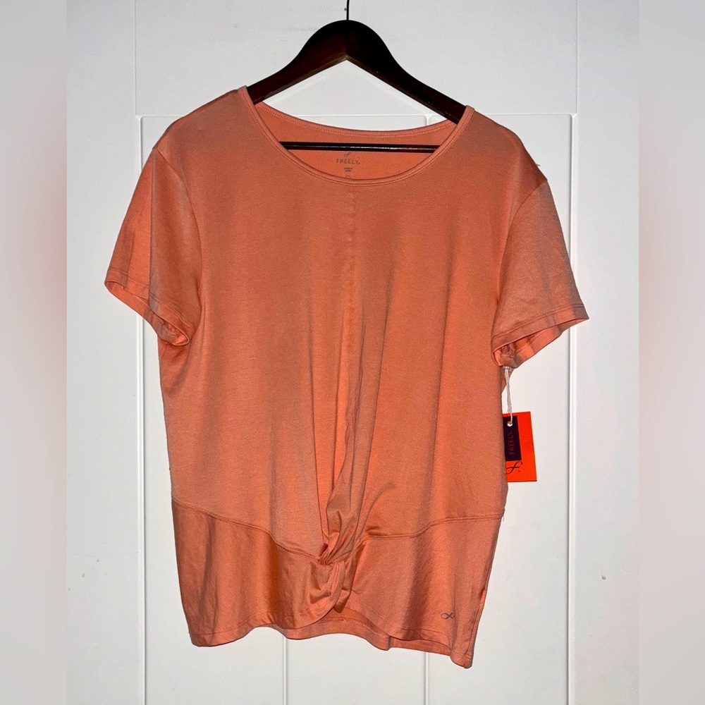 Freely Women Ronnie Twist Short Sleeve Slim Fit Shirt Canyon Sunset Women XL NEW